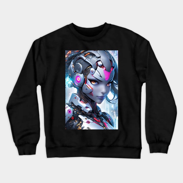 Beautiful cyborg girl Crewneck Sweatshirt by Spaceboyishere